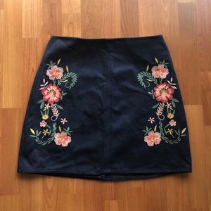 Francesca’a Floral embroidered navy blue mini